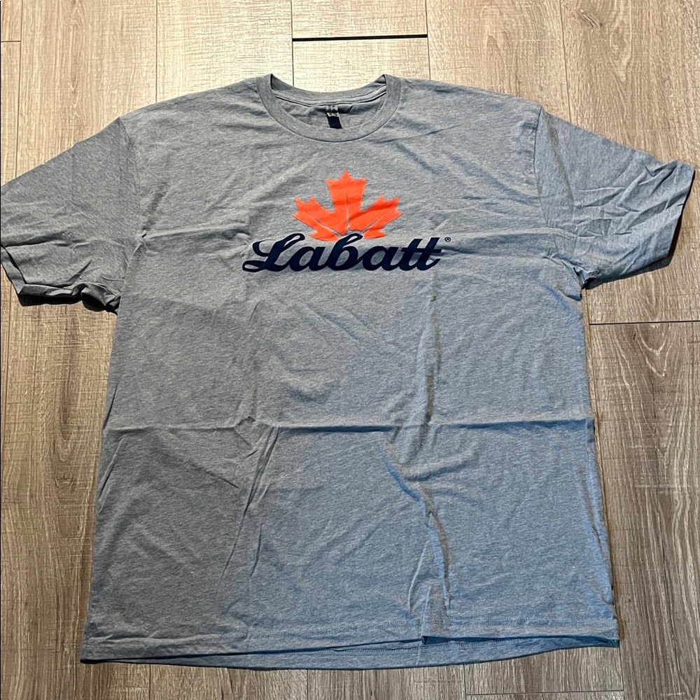 Next Level Apparel Gray T-Shirt with Red and Blue Labatt Logo Size 2XL